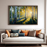 Birch Forest at Sunrise Forest Landscape Oil Painting - image 4