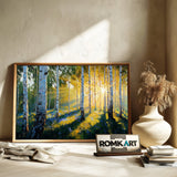 Birch Forest at Sunrise Forest Landscape Oil Painting - image 6