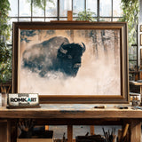 Bison in Winter Mist Wildlife Oil Painting - image 2