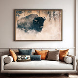 Bison in Winter Mist Wildlife Oil Painting - image 4