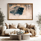 Bison in Winter Mist Wildlife Oil Painting - image 5