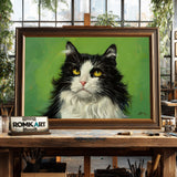 Black and White Cat Oil Painting - image 2