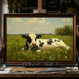 Black and White Holstein Cow hand-painted oil painting on canvas