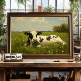 Black and White Holstein Cow Farm Animal Oil Painting - image 2