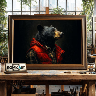 Black Bear Play Boy Oil Painting - image 2
