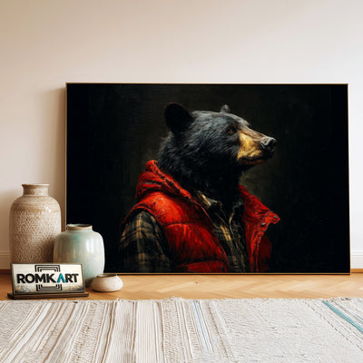 Black Bear Play Boy Oil Painting - image 3