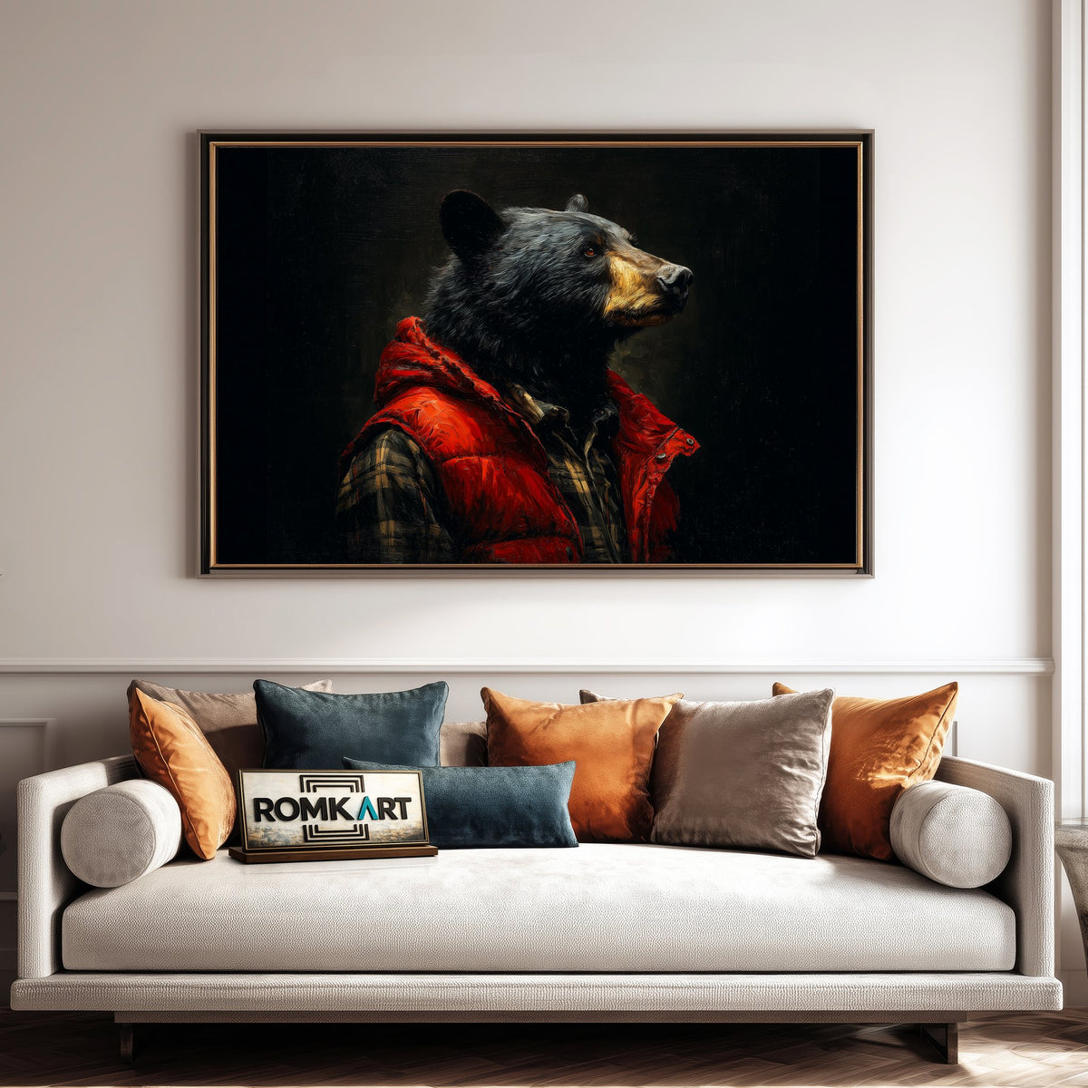 Black Bear Play Boy Oil Painting - image 4