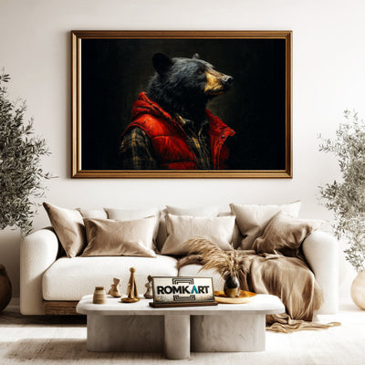 Black Bear Play Boy Oil Painting - image 5