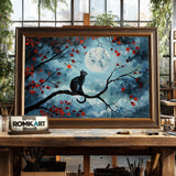 Black Cat and Mooon Oil Painting - image 2