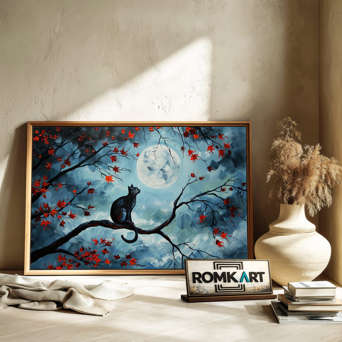 Black Cat and Mooon Oil Painting - image 6