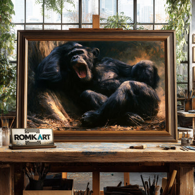 Black Chimpanzee Oil Painting - image 2