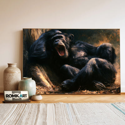 Black Chimpanzee Oil Painting - image 3