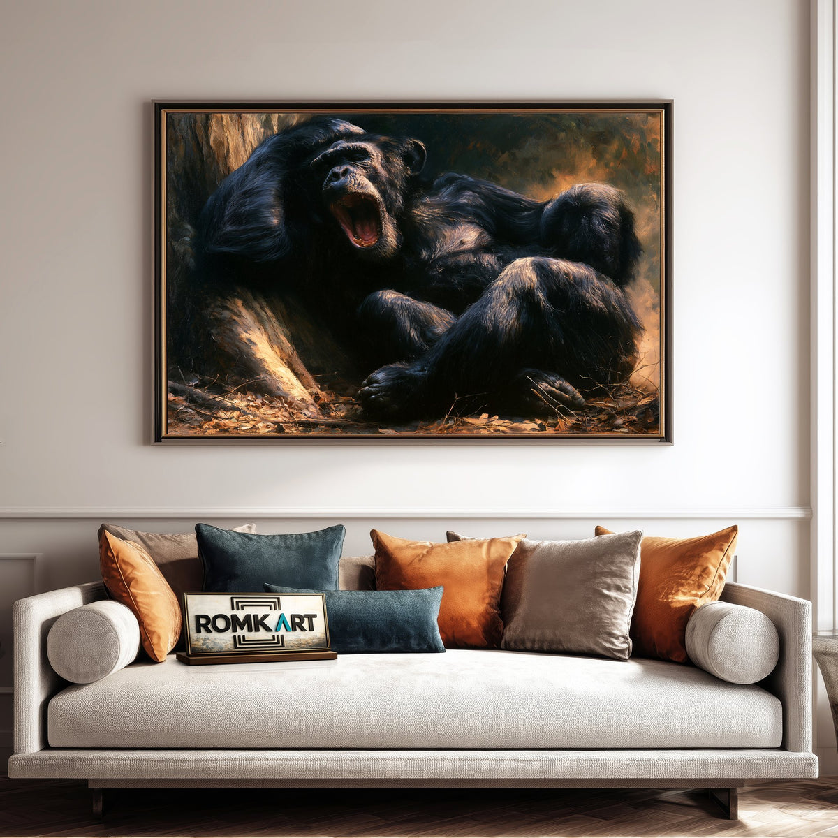 Black Chimpanzee Oil Painting - image 4
