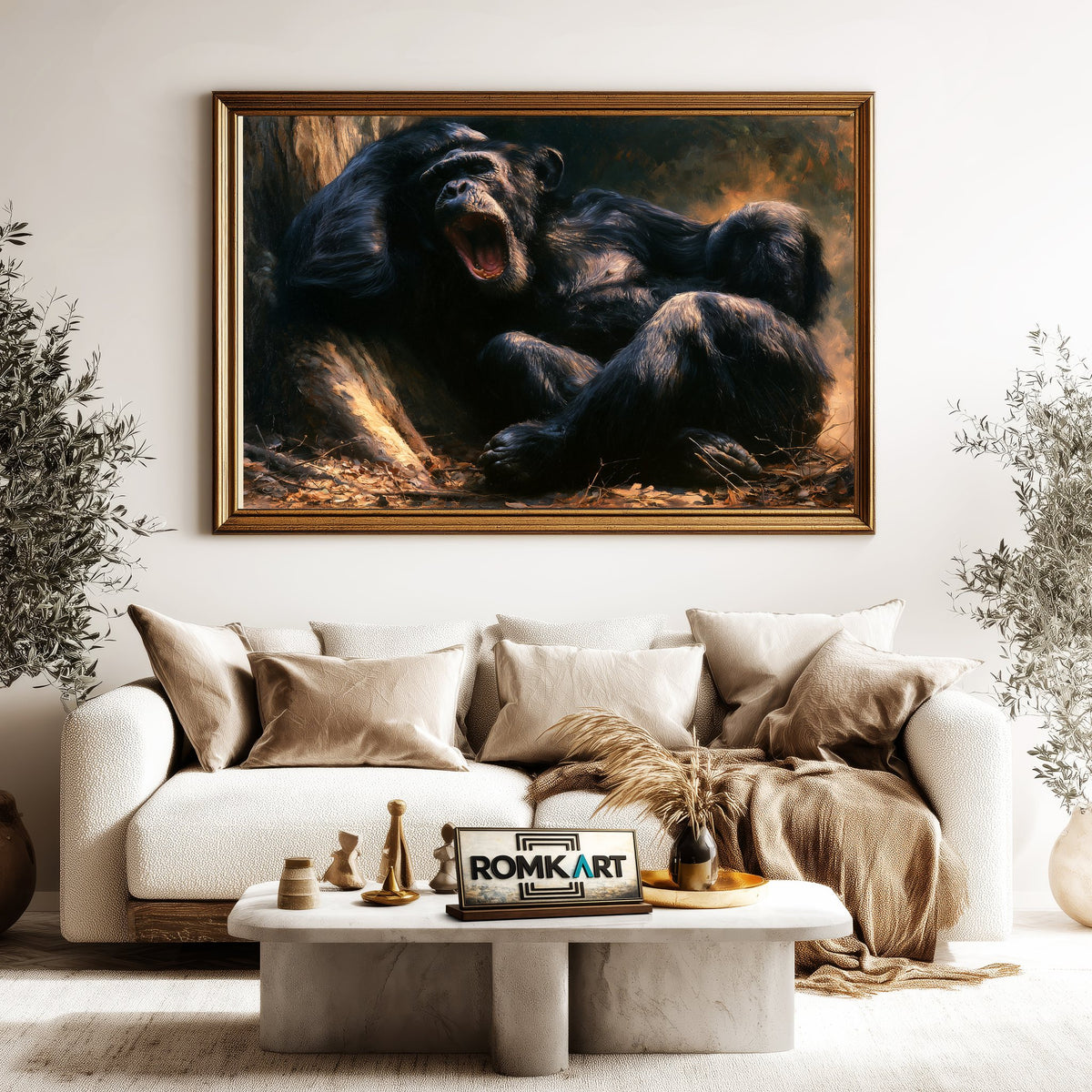 Black Chimpanzee Oil Painting - image 5