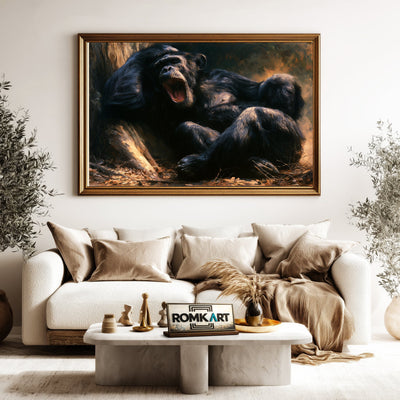 Black Chimpanzee Oil Painting - image 5