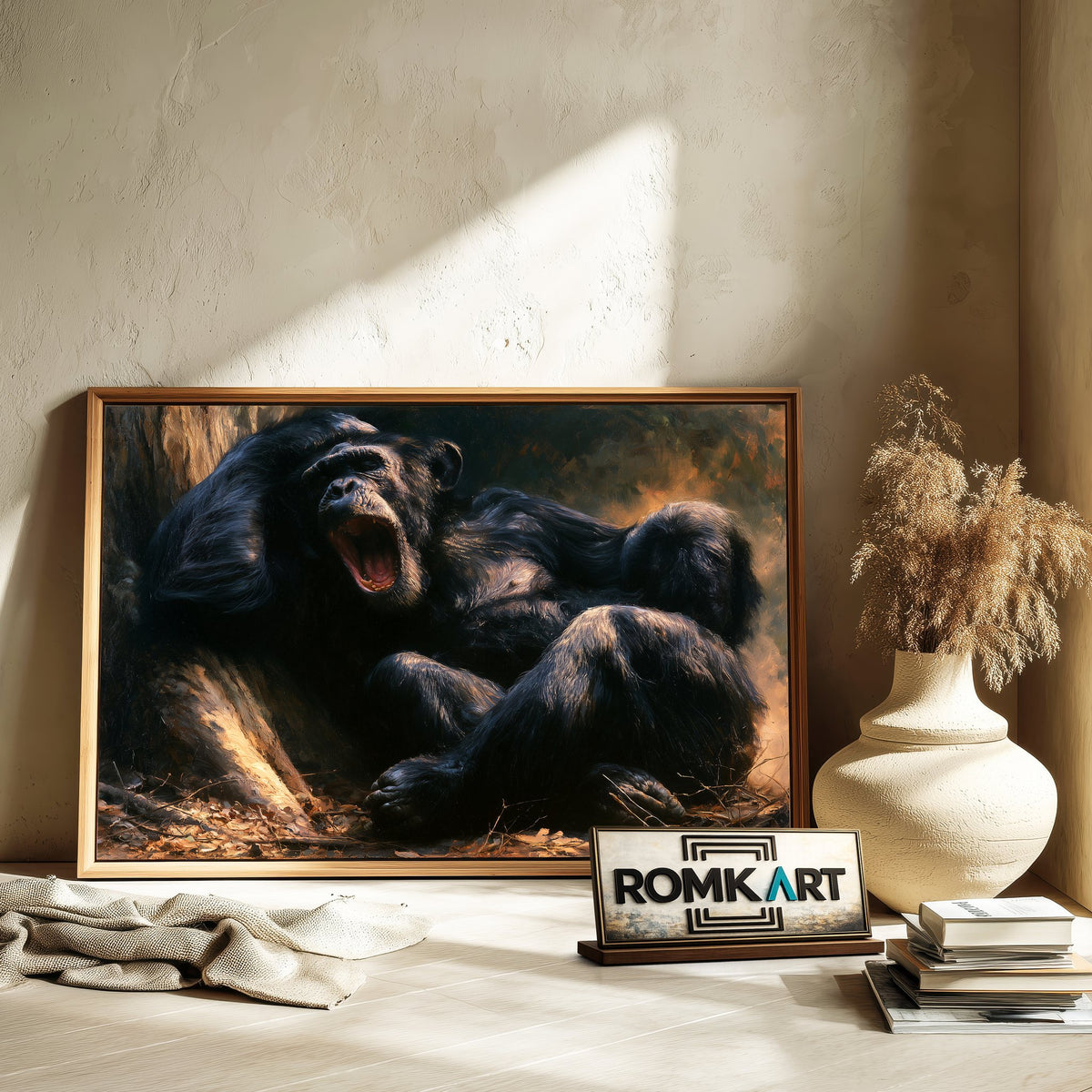 Black Chimpanzee Oil Painting - image 6