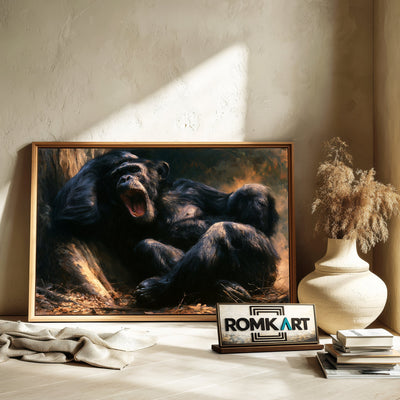 Black Chimpanzee Oil Painting - image 6