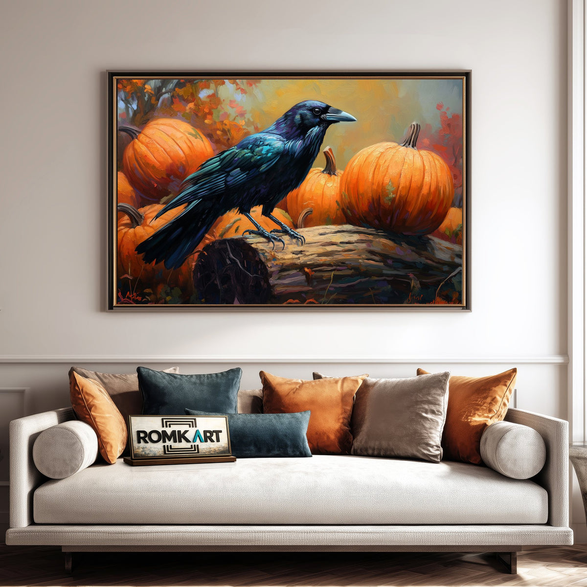 Black Crow and Pumpkin Bird Oil Painting - image 4