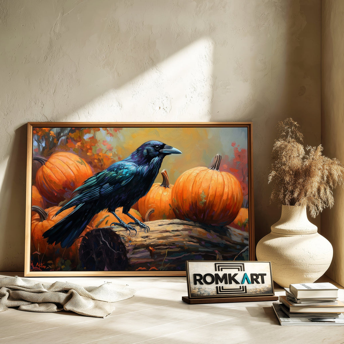 Black Crow and Pumpkin Bird Oil Painting - image 6