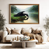 Black Dragon Fantasy Lakeside Oil Painting - image 5