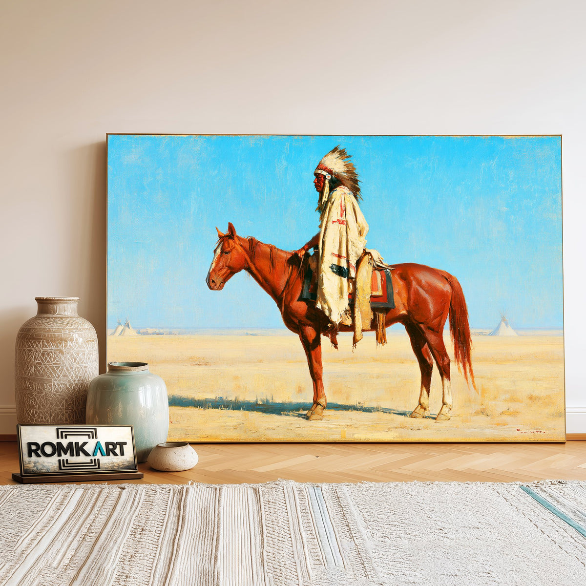 Blackfoot Chief Oil Painting - image 3