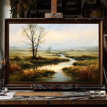 Bleak Autumn Day - Hand-Painted Oil Painting - View 1