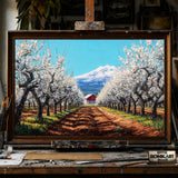 Blooming Orchard Farm hand-painted oil painting on canvas