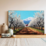 Blooming Orchard Farm Countryside Oil Painting - image 3