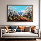 Blooming Orchard Farm Countryside Oil Painting - image 4