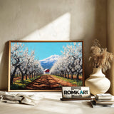Blooming Orchard Farm Countryside Oil Painting - image 6