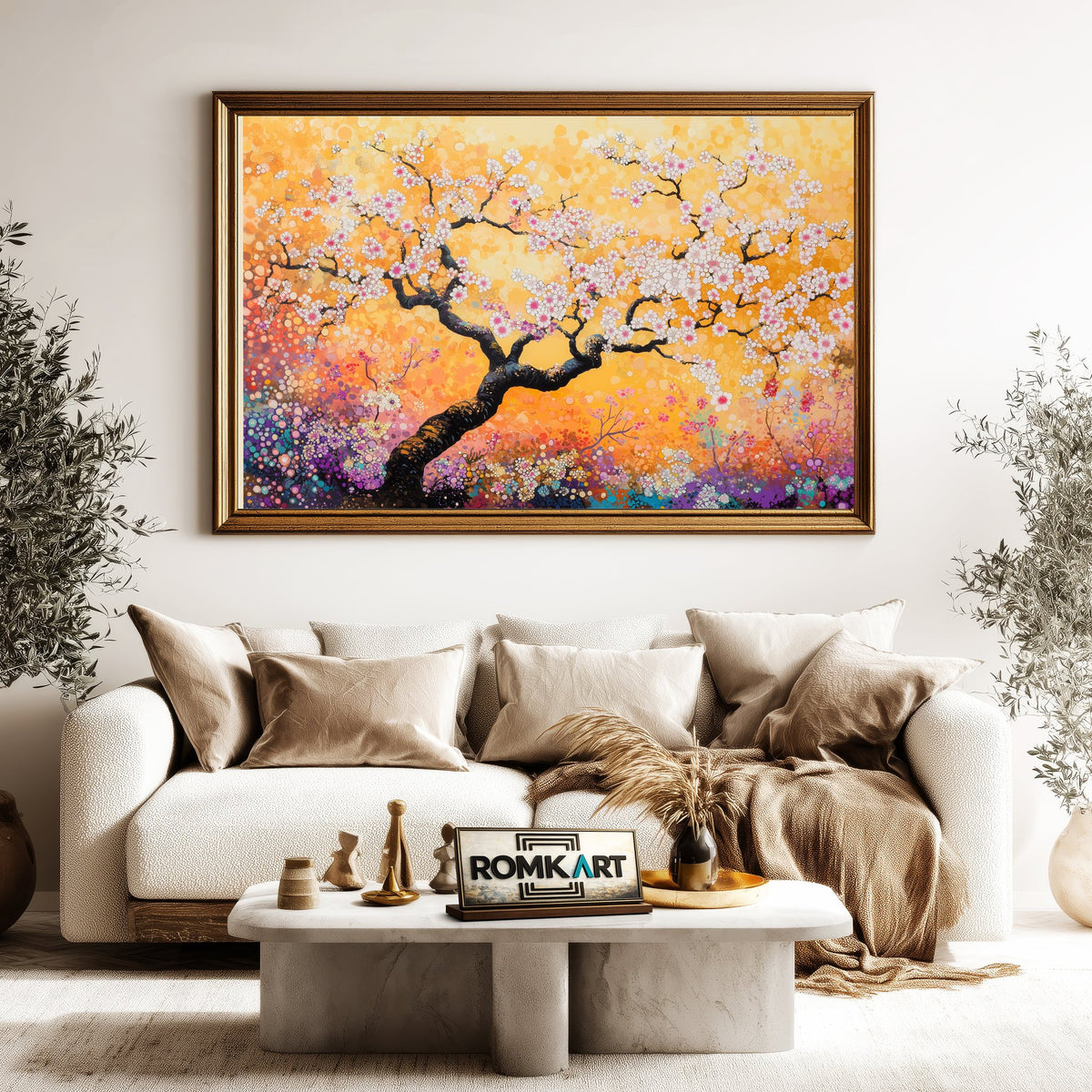 Blooming Tree Forest Landscape Oil Painting - image 5