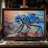 Blue Dragonfly hand-painted oil painting on canvas