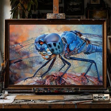 Blue Dragonfly hand-painted oil painting on canvas