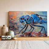 Blue Dragonfly Insect Oil Painting - image 3
