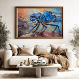 Blue Dragonfly Insect Oil Painting - image 5