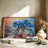 Blue Dragonfly Insect Oil Painting - image 6