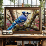 Blue Jay Bird Oil Painting - image 2