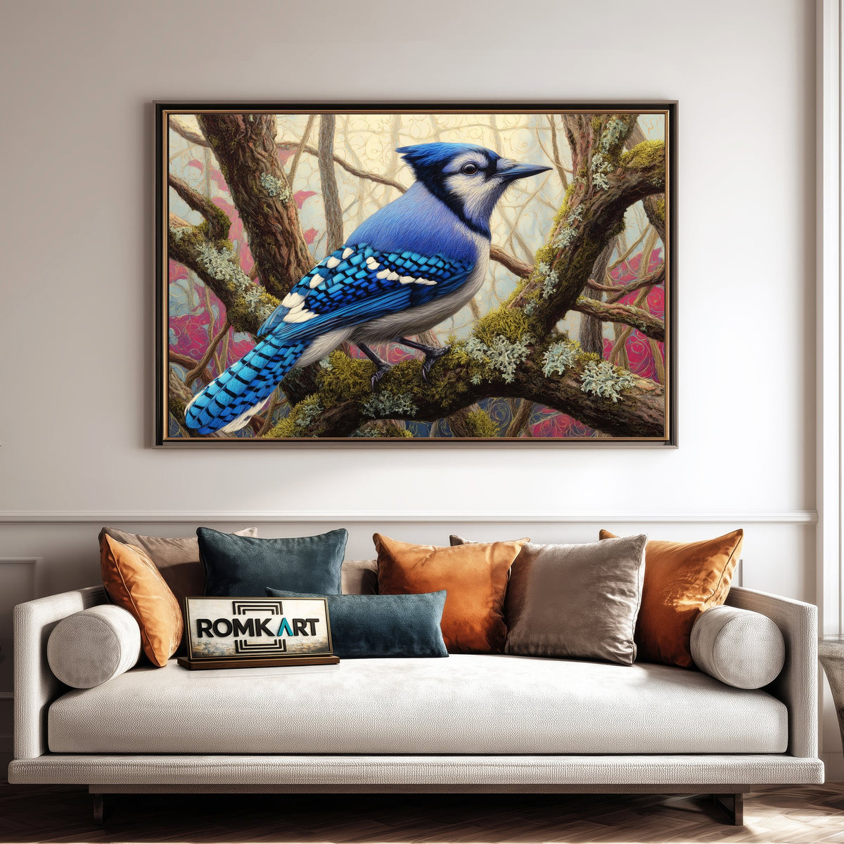 Blue Jay Bird Oil Painting - image 4