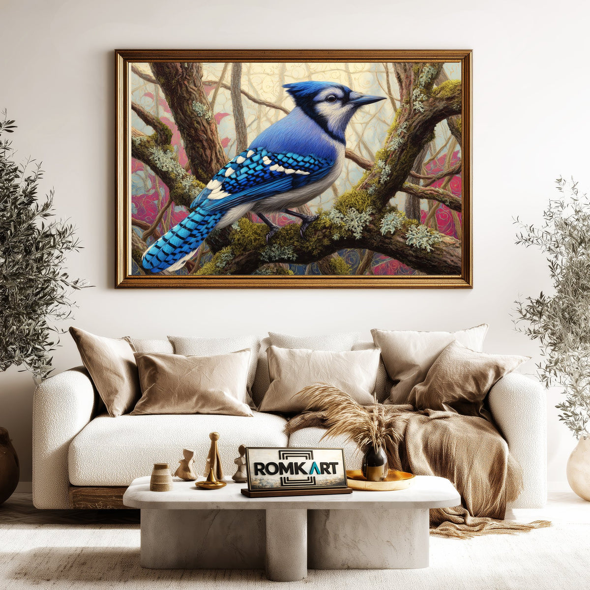 Blue Jay Bird Oil Painting - image 5