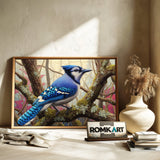 Blue Jay Bird Oil Painting - image 6
