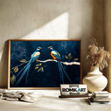 Blue Long-tailed Birds Oil Painting - image 6