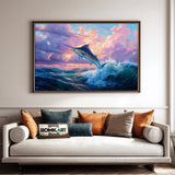 Blue Marlin Leaping Marine Life Oil Painting - image 4