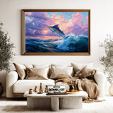 Blue Marlin Leaping Marine Life Oil Painting - image 5