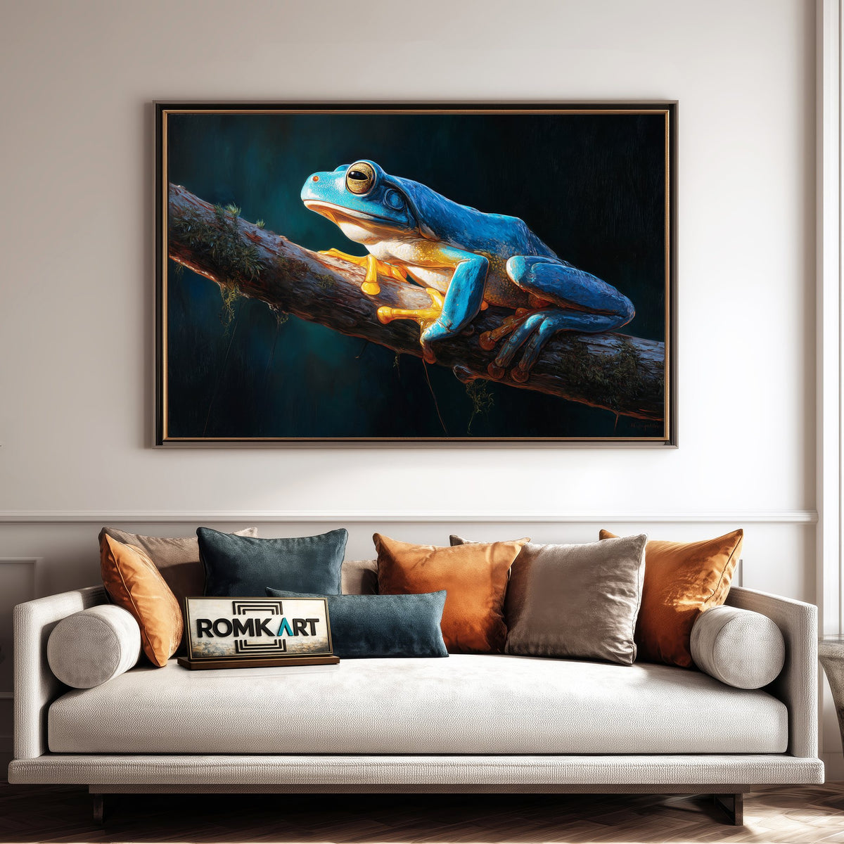 Blue Tree Frog Forest Landscape Oil Painting - image 4
