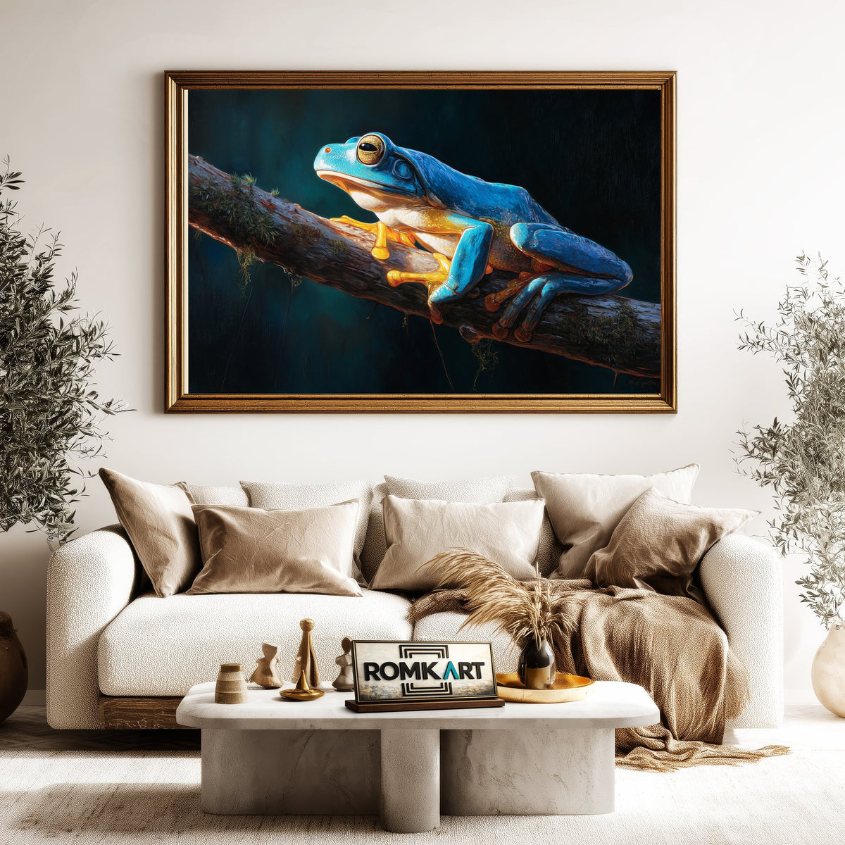 Blue Tree Frog Forest Landscape Oil Painting - image 5