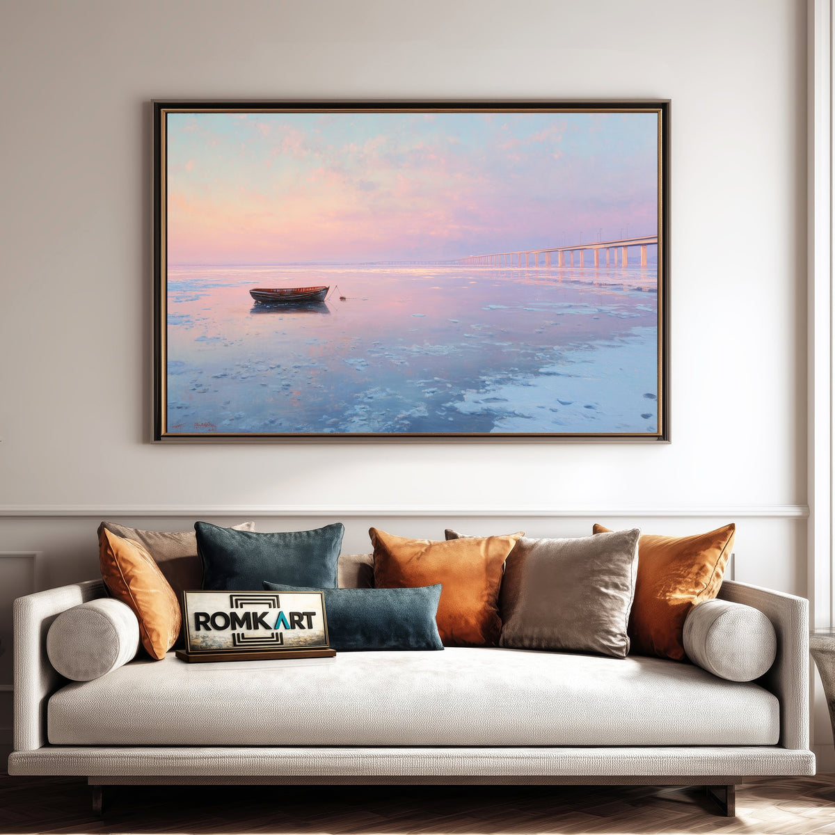 Boat In Frozen Seascape Oil Painting - image 4