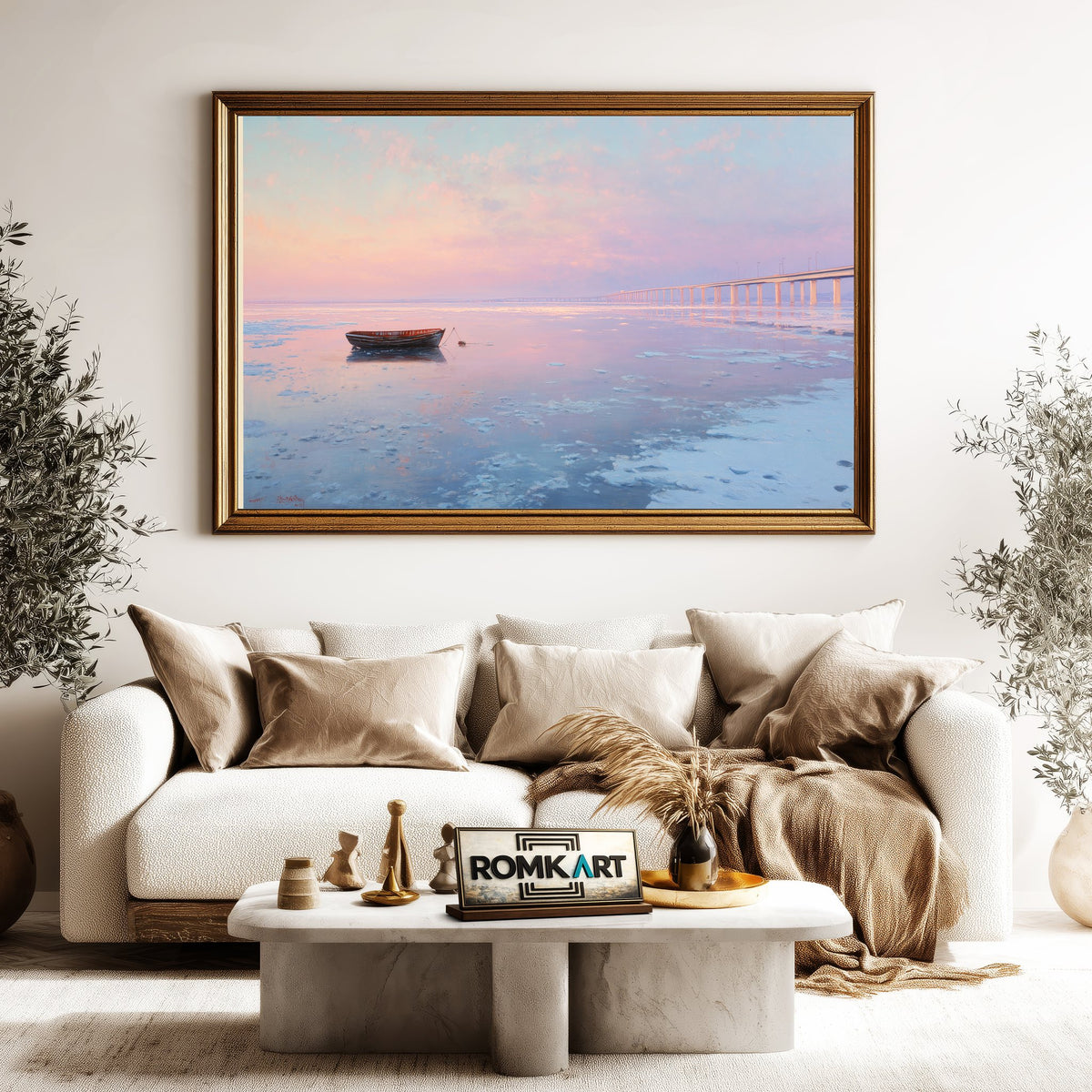 Boat In Frozen Seascape Oil Painting - image 5