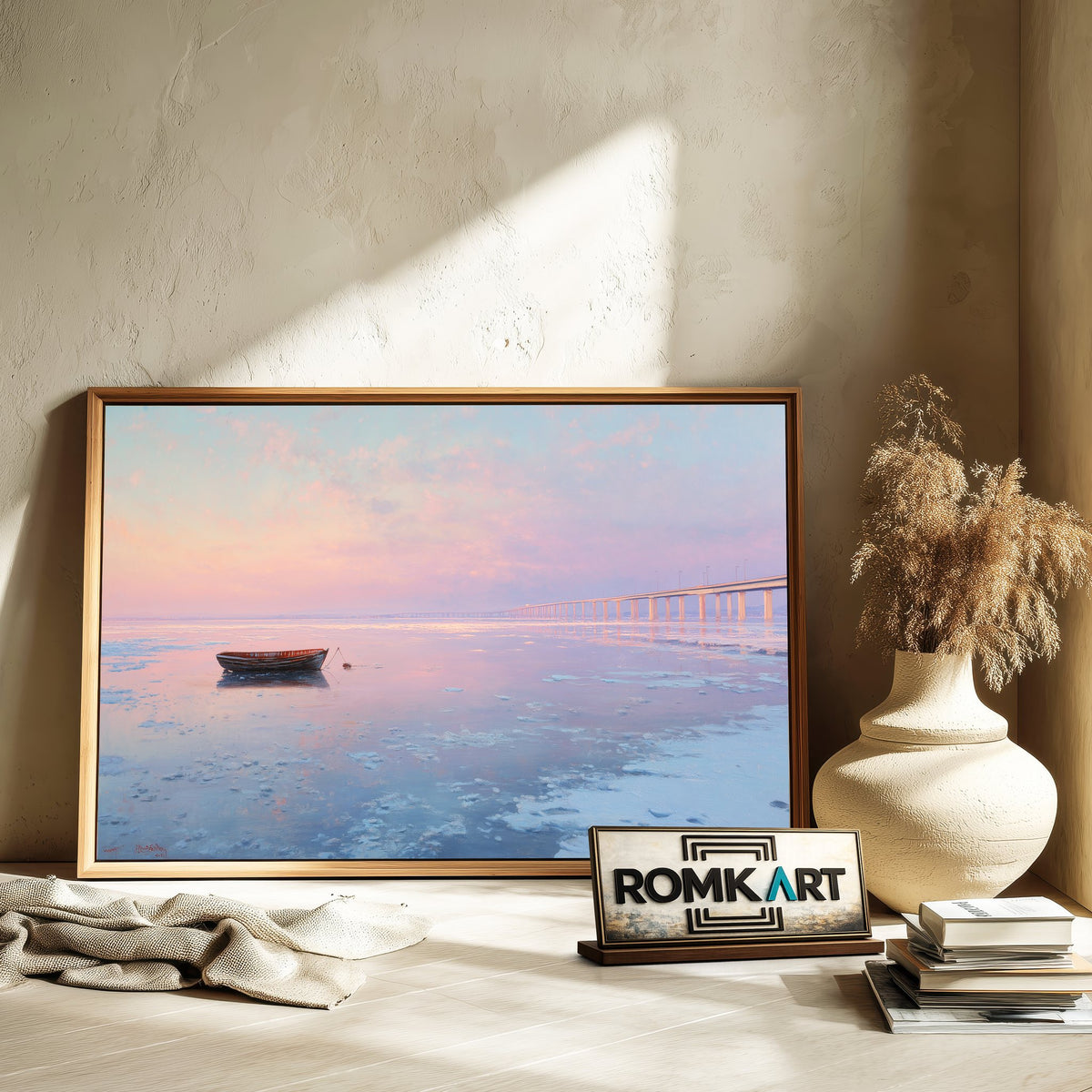 Boat In Frozen Seascape Oil Painting - image 6