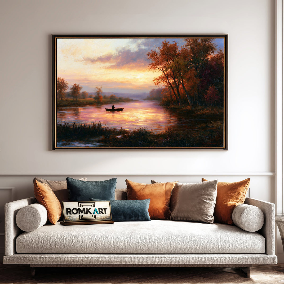 Boatman At Sunset Oil Painting - image 4