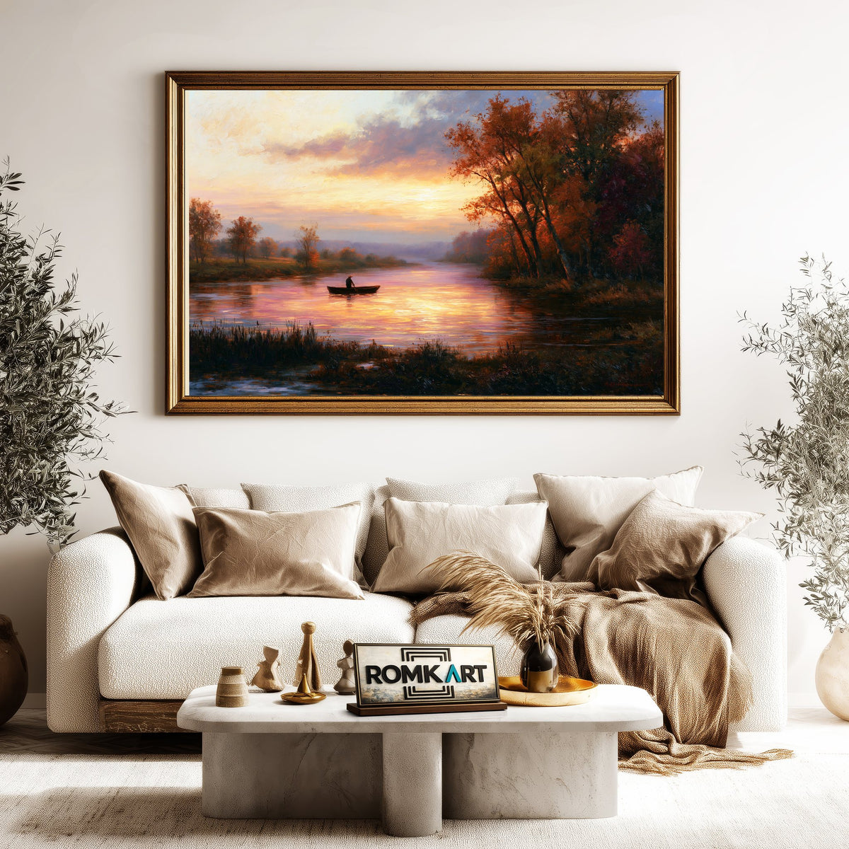 Boatman At Sunset Oil Painting - image 5